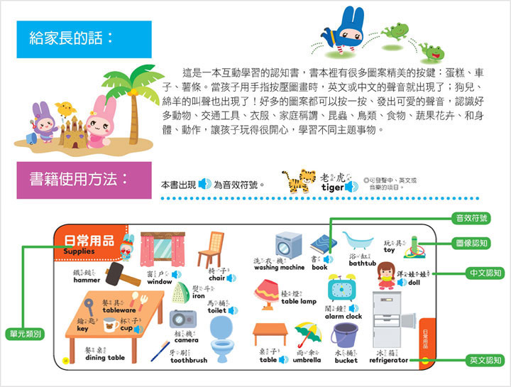 忍者兔幼兒認知雙語有聲學習書