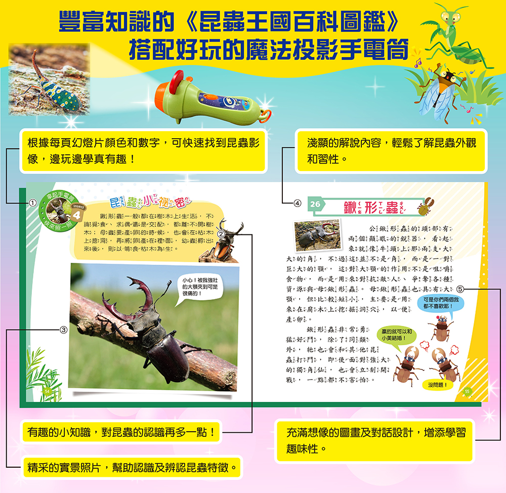 忍者兔魔法投影手電筒：昆蟲王國百科圖鑑