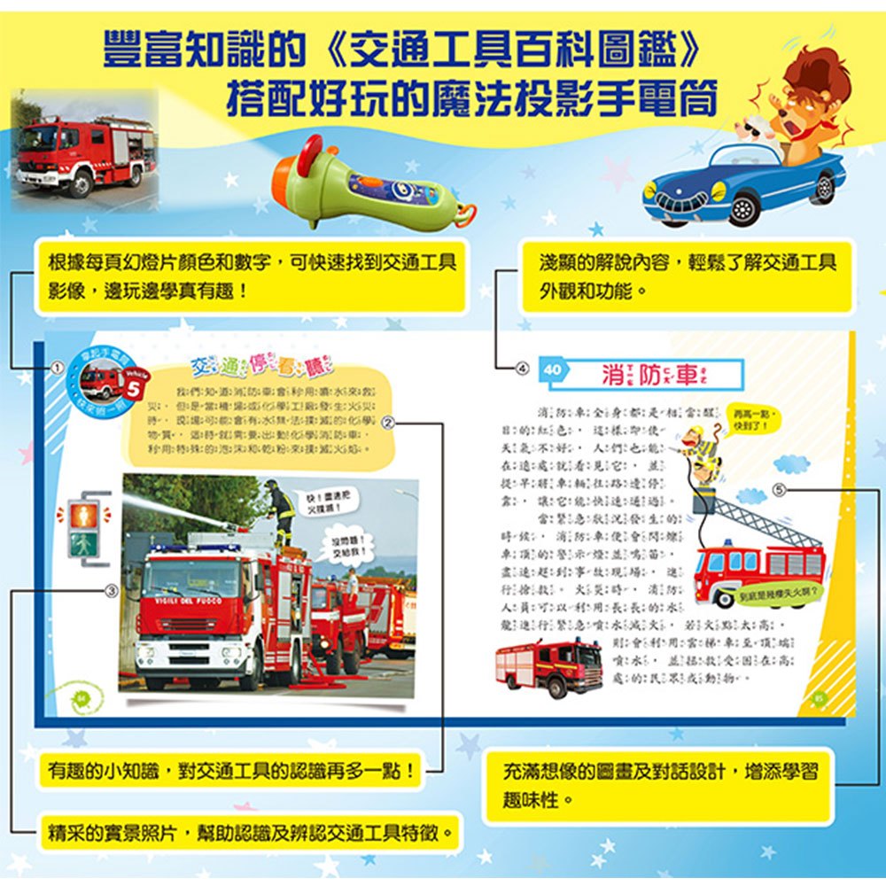 忍者兔魔法投影手電筒：交通工具百科圖鑑